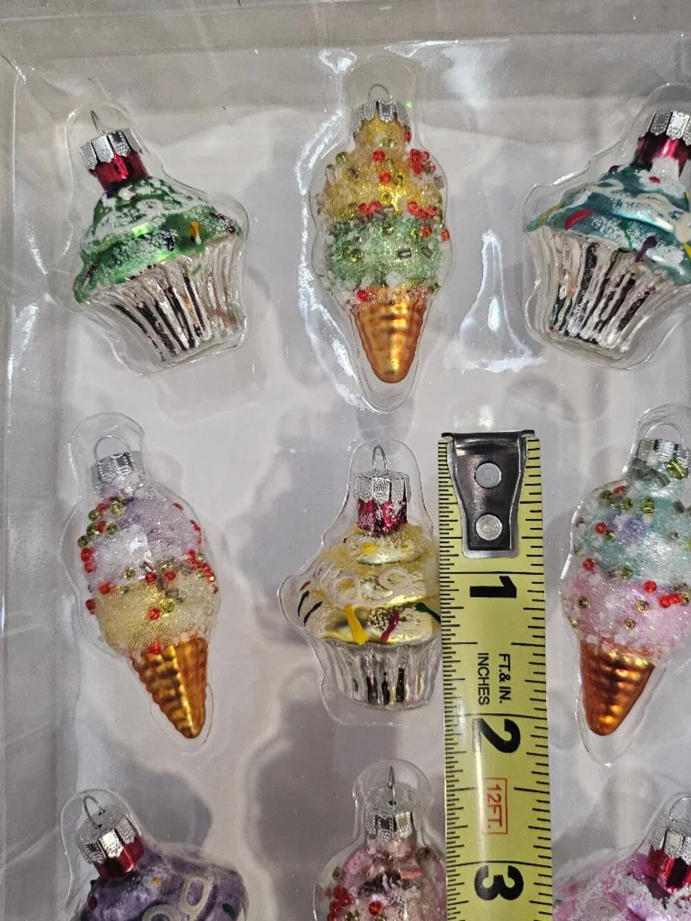 Pastel Glass Ice Cream & Cupcake Christmas Tree Ornaments Sweet Treats Set Of 9